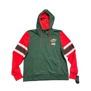 Minnesota Wild Fanatics NHL Women's Large Full Zip Hoodie Green Red MN Hockey‎